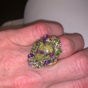tasmanian stichtite amethyst heinei peridot ring